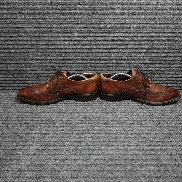 Ecco Shoes Mens 9 Brown Leather Brogue Wingtip Business Casual Dress Shoe - Picture 6 of 14